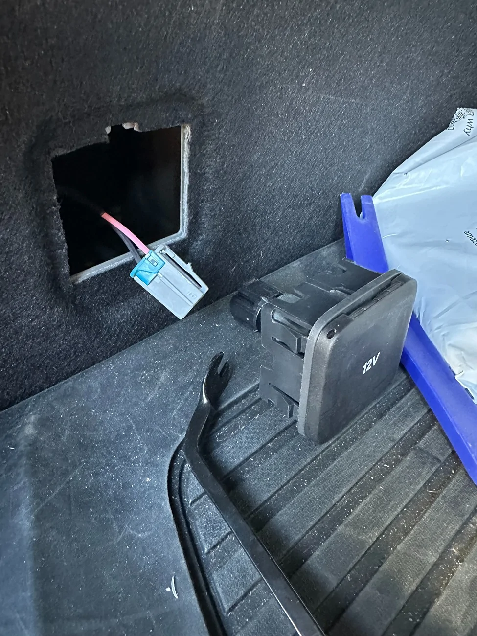 Rivian R1T R1S Added 12v outlet to R1T bed. IMG_3334