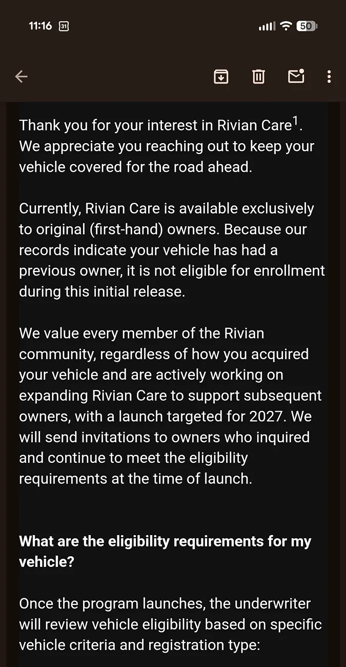 Rivian R1T R1S Beginning to get frustrated... Screenshot_20260822-111625