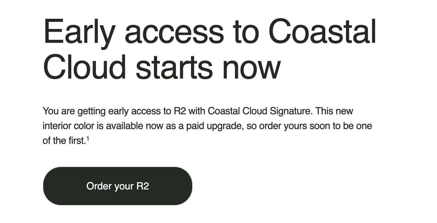 Rivian R1T R1S My R2 Coastal Interior real, live, in the flesh! (in Midnight R2) Screenshot 2026-08-23 at 8.42.15 AM