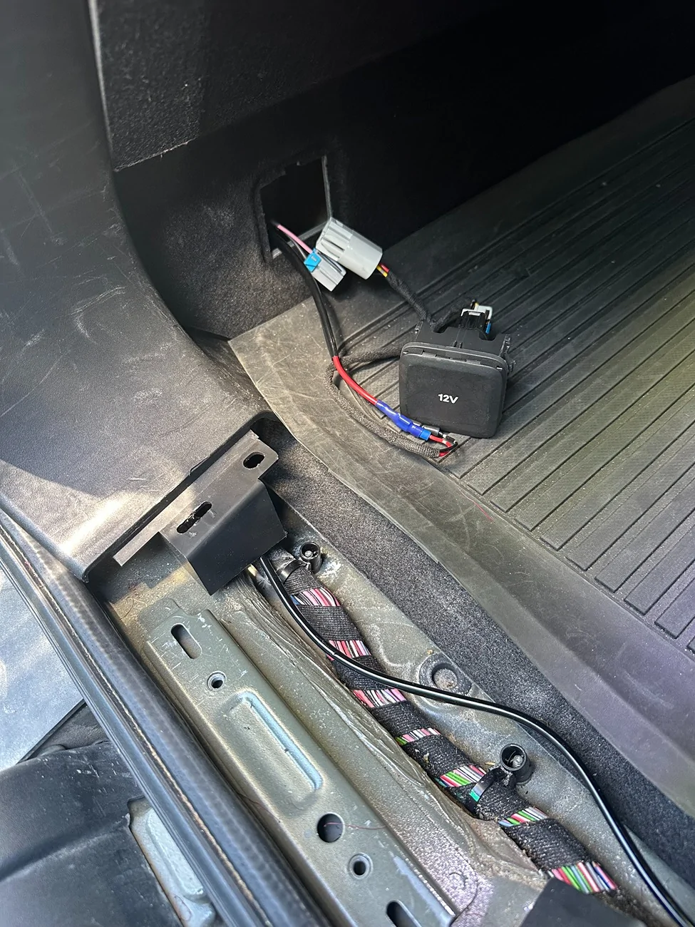 Rivian R1T R1S Added 12v outlet to R1T bed. IMG_3389