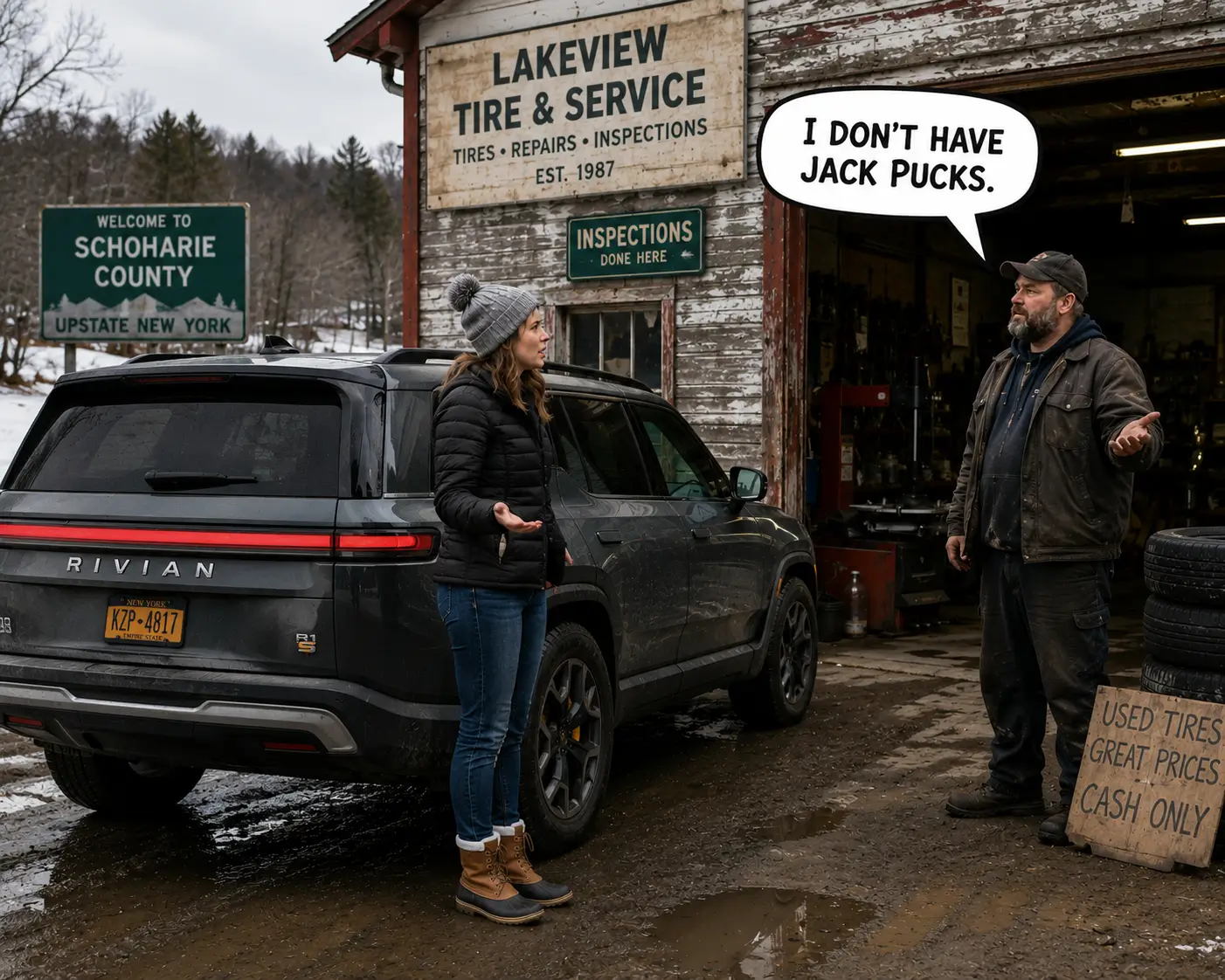 Rivian R1T R1S “They Don’t Have Jack Pucks! What Do I Do?” :( ChatGPT Image Aug 26, 2026, 03_11_07 PM