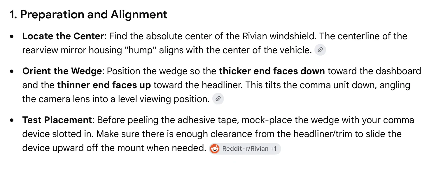 Rivian R1T R1S Comma Extreme Dev Kit NOW AVAILABLE rivian comma 8 degree wedge adjustment instructions - Google Search