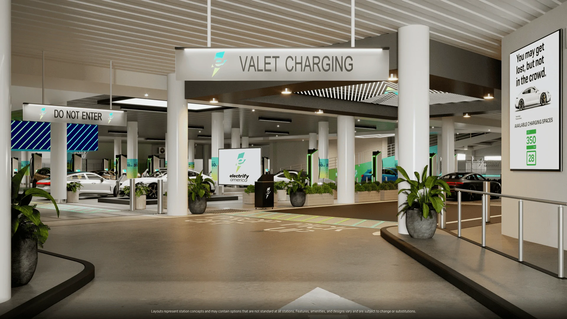 Rivian R1T R1S Electrify America to Create "Customer Oasis" Charging Stations. Some With Pull-Through Chargers ? 836-ElectrifyAmerica-BeverlyHillsCalifornia