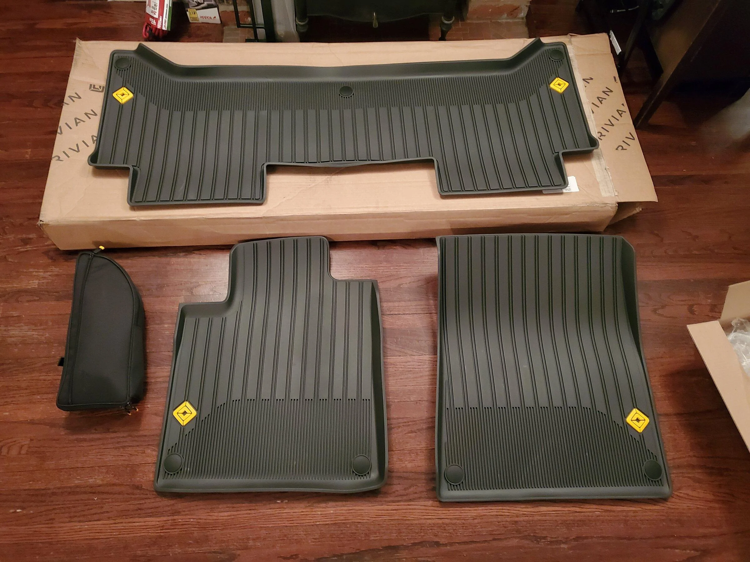 Rivian R1T R1S Rivian Mystery Box showed up today, it's Accessories! Field Kit + Rubber Floor Mats 20220325_192923