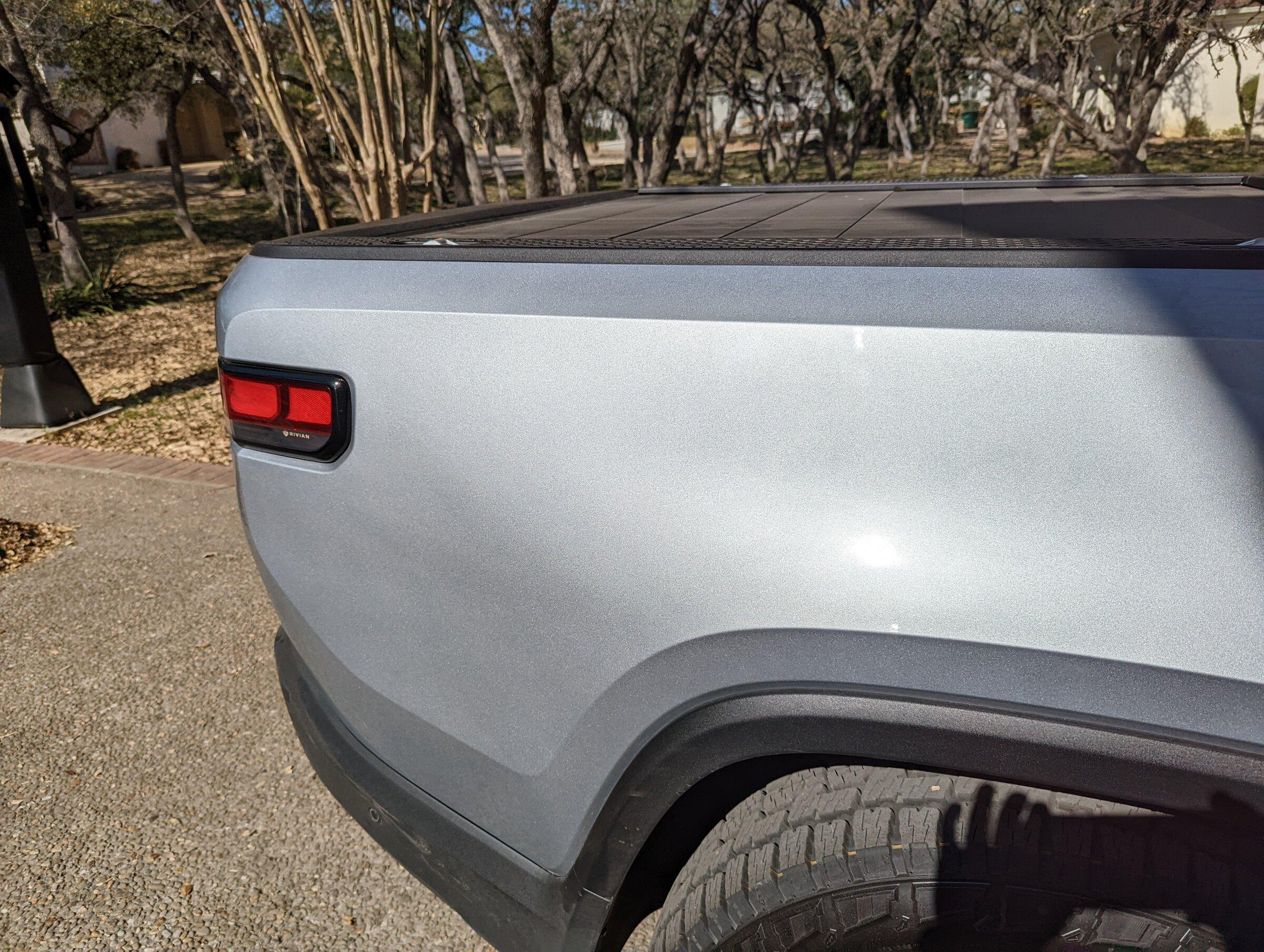 Rivian R1T R1S Tiger stripes in hood paint PXL_20220326_214314953