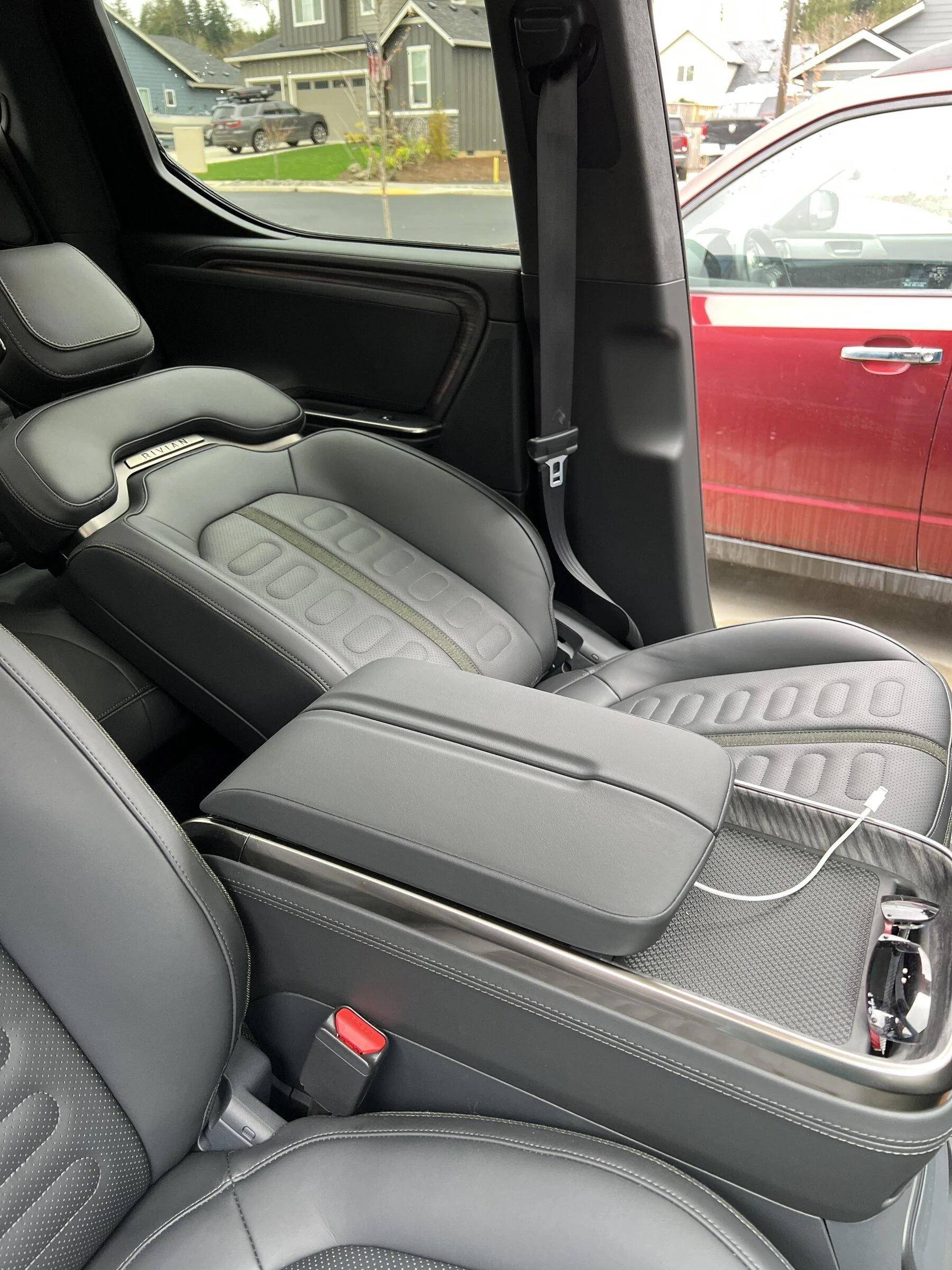 Rivian R1T R1S How far to the front seats recline. 30BD11C0-CDC0-4F26-BBB4-6E8C848DD10B