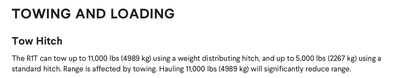 Rivian R1T R1S 11k tow rating dead pull or weight distributing? towing