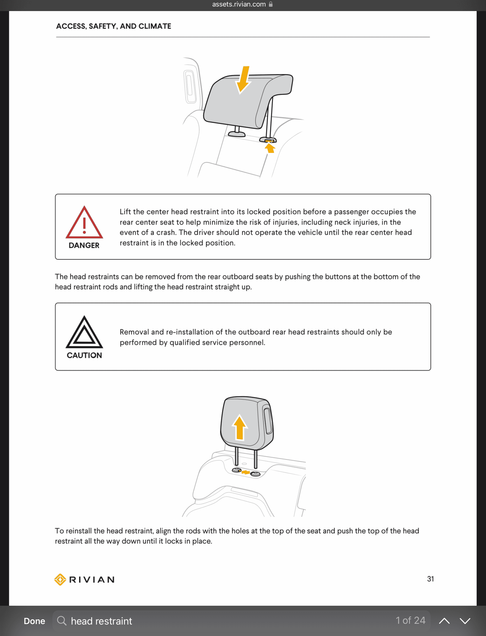 Rivian R1T R1S Rear Headrest Removal - DIY How-To 1648836317240
