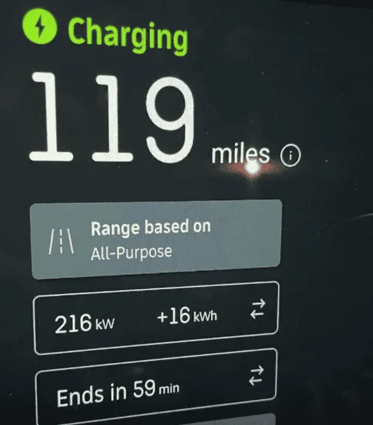 Rivian R1T R1S 216 kw charging achieved at EA station after OTA update 1649271284899
