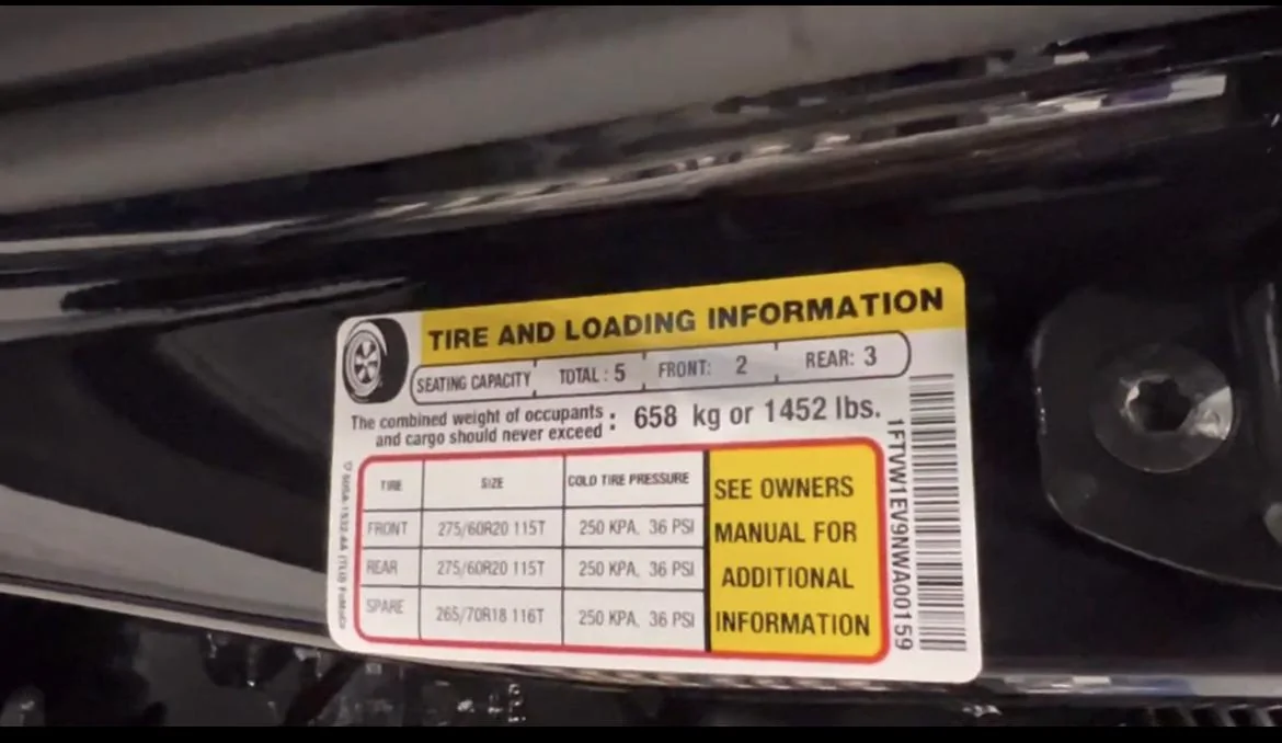 Rivian R1T R1S F150 Lightning load sticker #’s ACF430E5-7348-4862-B2FE-2BC9916555F5