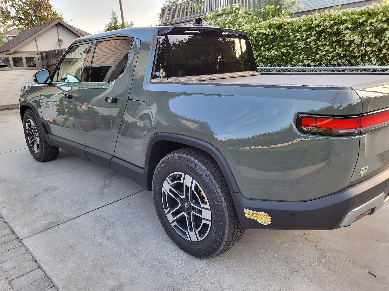 Rivian R1T R1S CA HOV Stickers Match our Accent Nicely (for '22 at least) 20220425_185803
