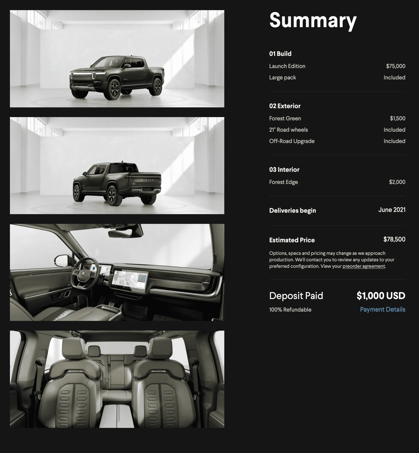 Rivian R1T R1S Rivian Configurator is Up For Reservation Holders! Share Your Build / Configuration Inside 1605556210496
