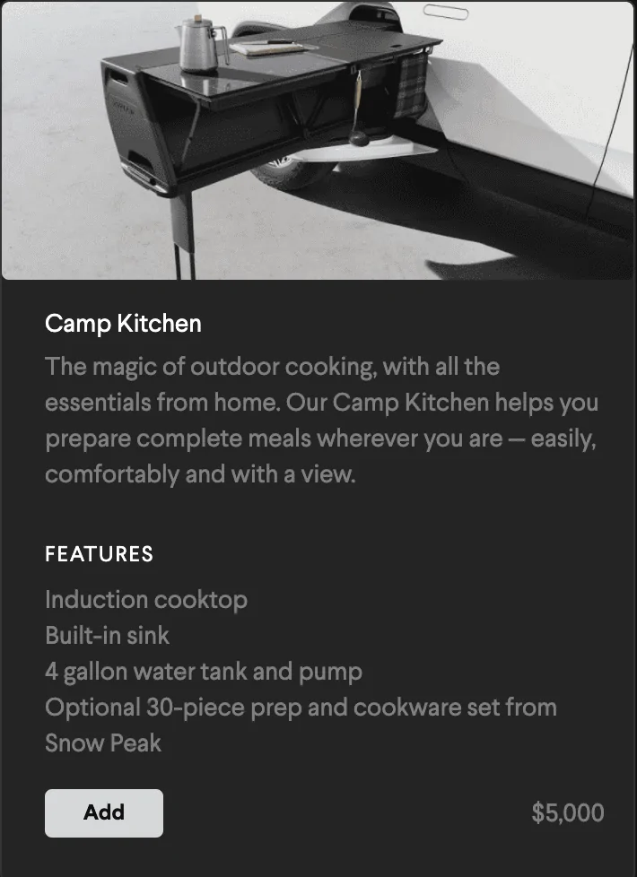Rivian R1T R1S Rivian Camp Kitchen won't prevent use of gear tunnel Screen Shot 2020-12-01 at 1.58.34 PM