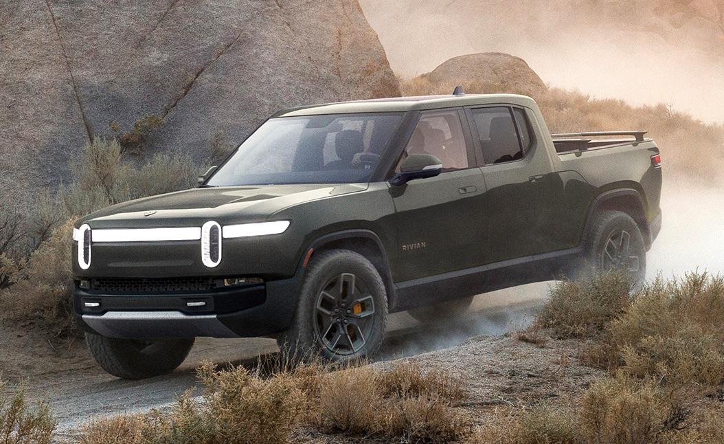 Rivian R1T R1S "Launch Green" paint stand-ins R1T-launch-green