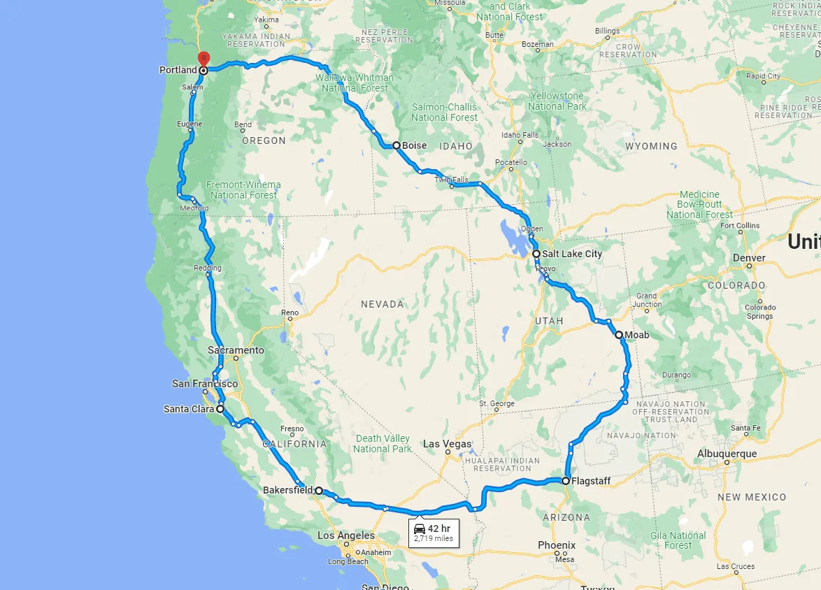 Rivian R1T R1S PNW to SW R1T Road Trip (Portland, Boise, SLC, Moab, Flagstaff, SF, Portland) 1651515136411