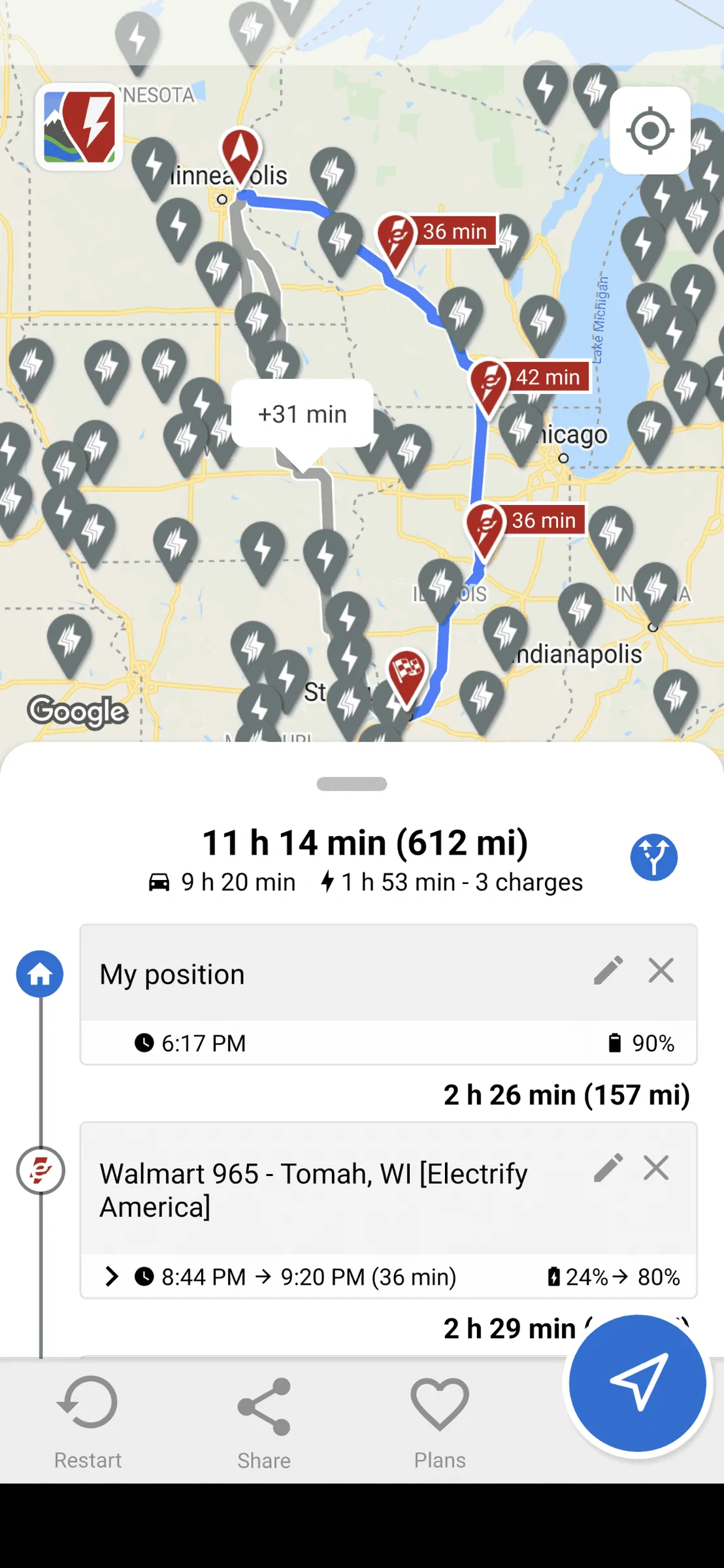 Rivian R1T R1S Trip Planning: Rivian Nav or ABRP? Screenshot_20220511-181804
