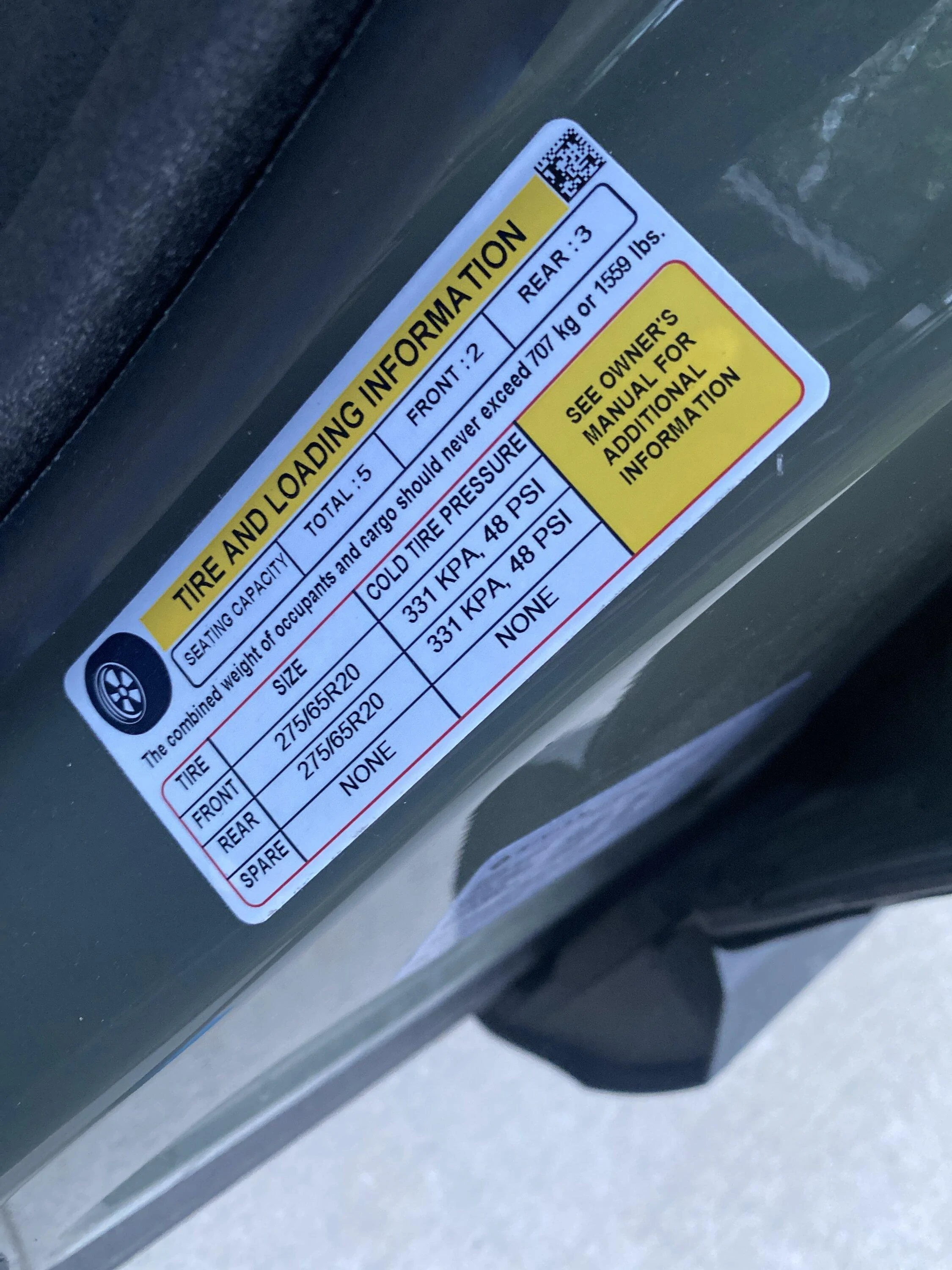 Rivian R1T R1S Actual load stickers, please post imag