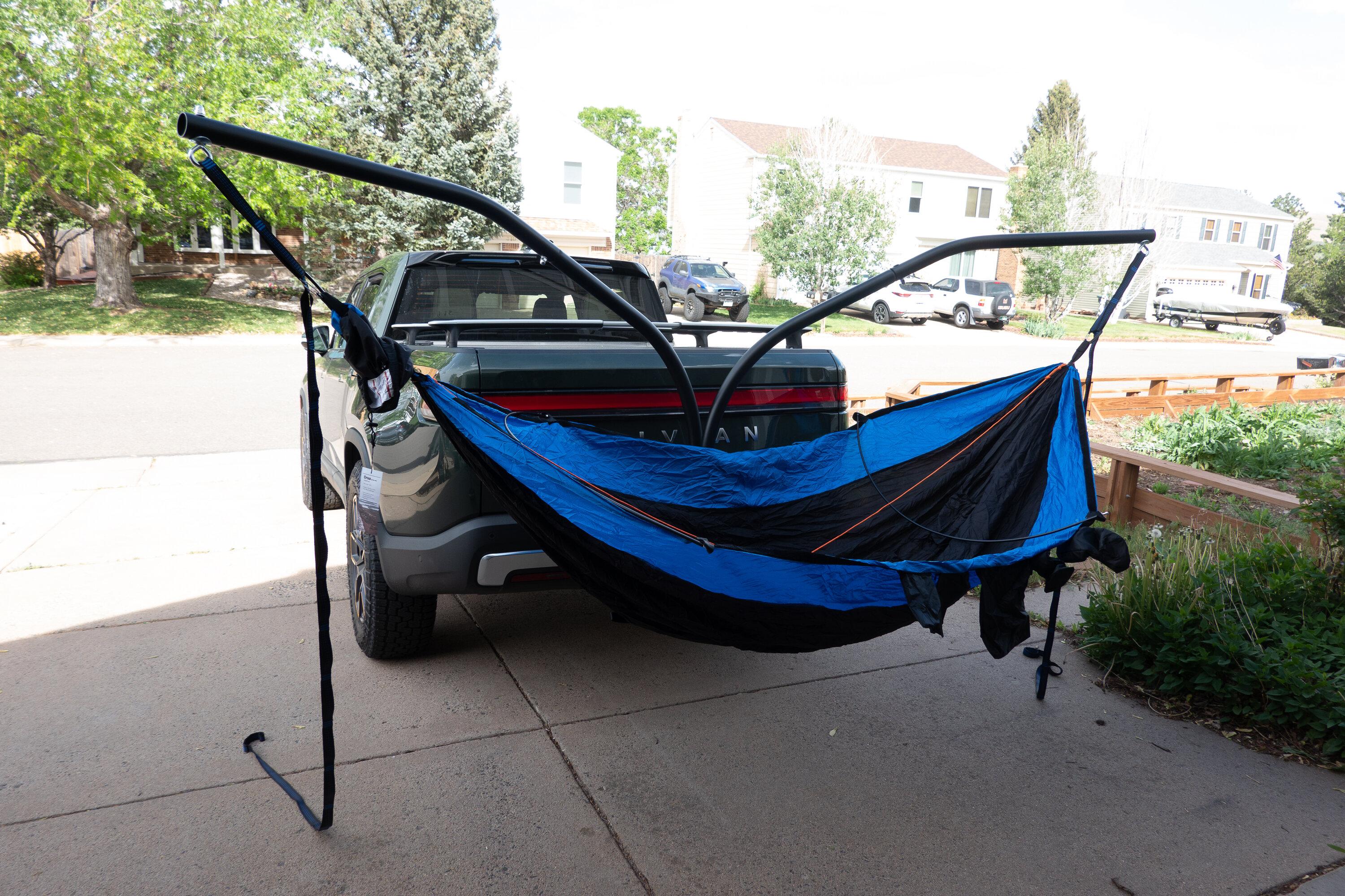 Rivian R1T R1S Camping/tailgaiting in comfort 2022-05-19 Rivian Hammocks _DSC0108