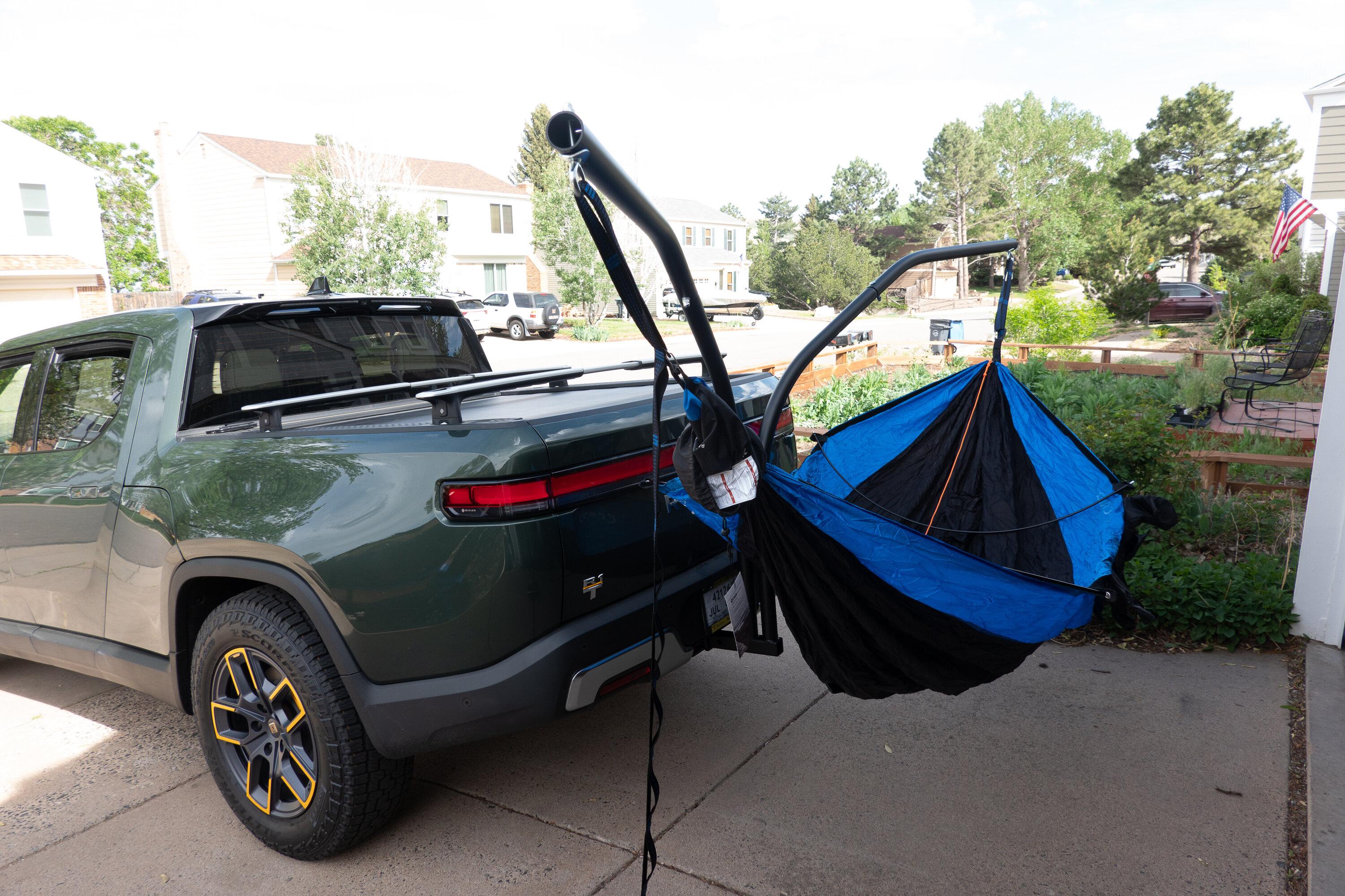 Rivian R1T R1S Camping/tailgaiting in comfort 2022-05-19 Rivian Hammocks _DSC0109