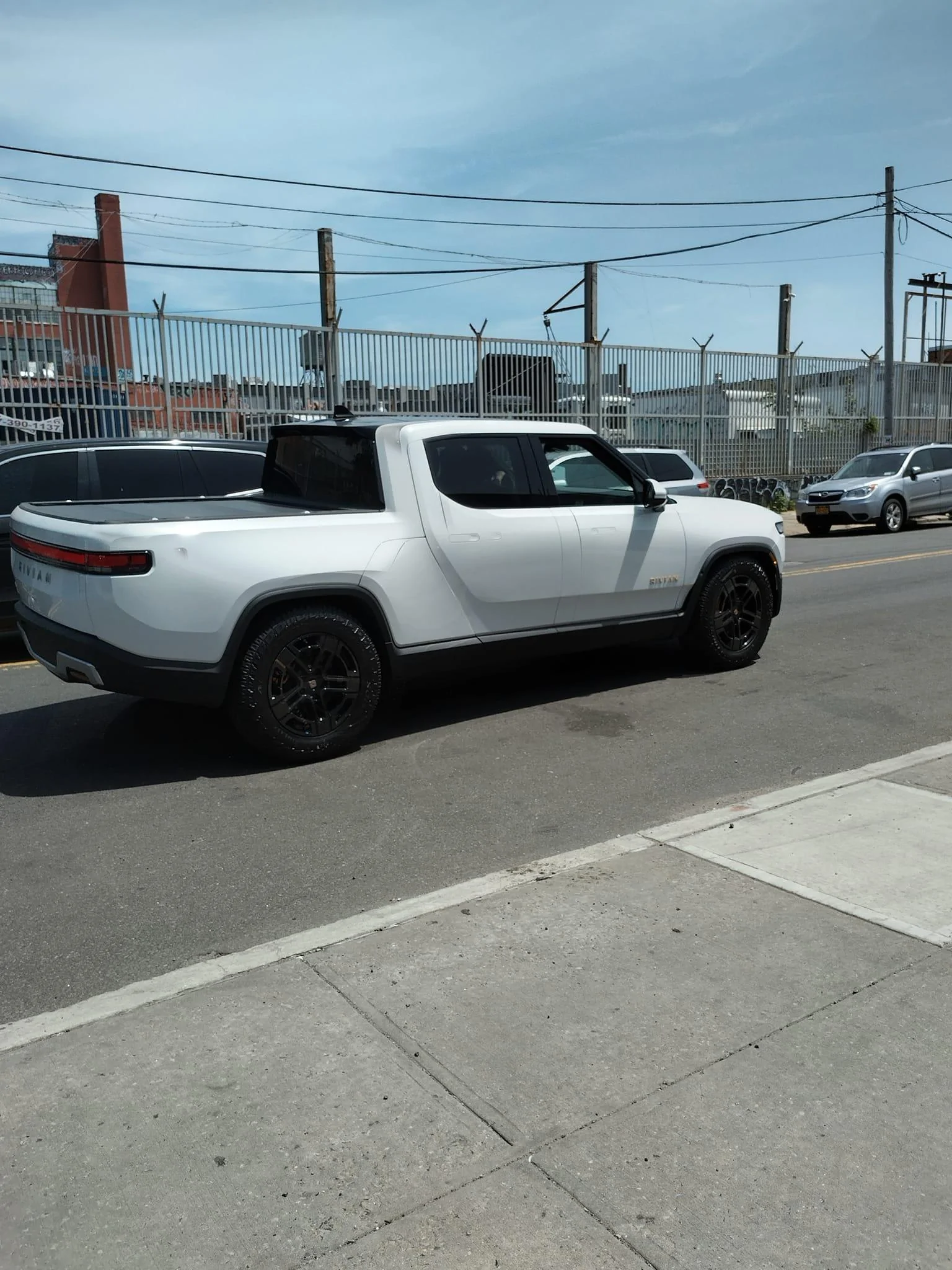 Rivian R1T R1S Current look at Brooklyn Rivian Service Center's parking lot full of R1T Brooklyn Rivian Service Center's parking lot full of R1T8