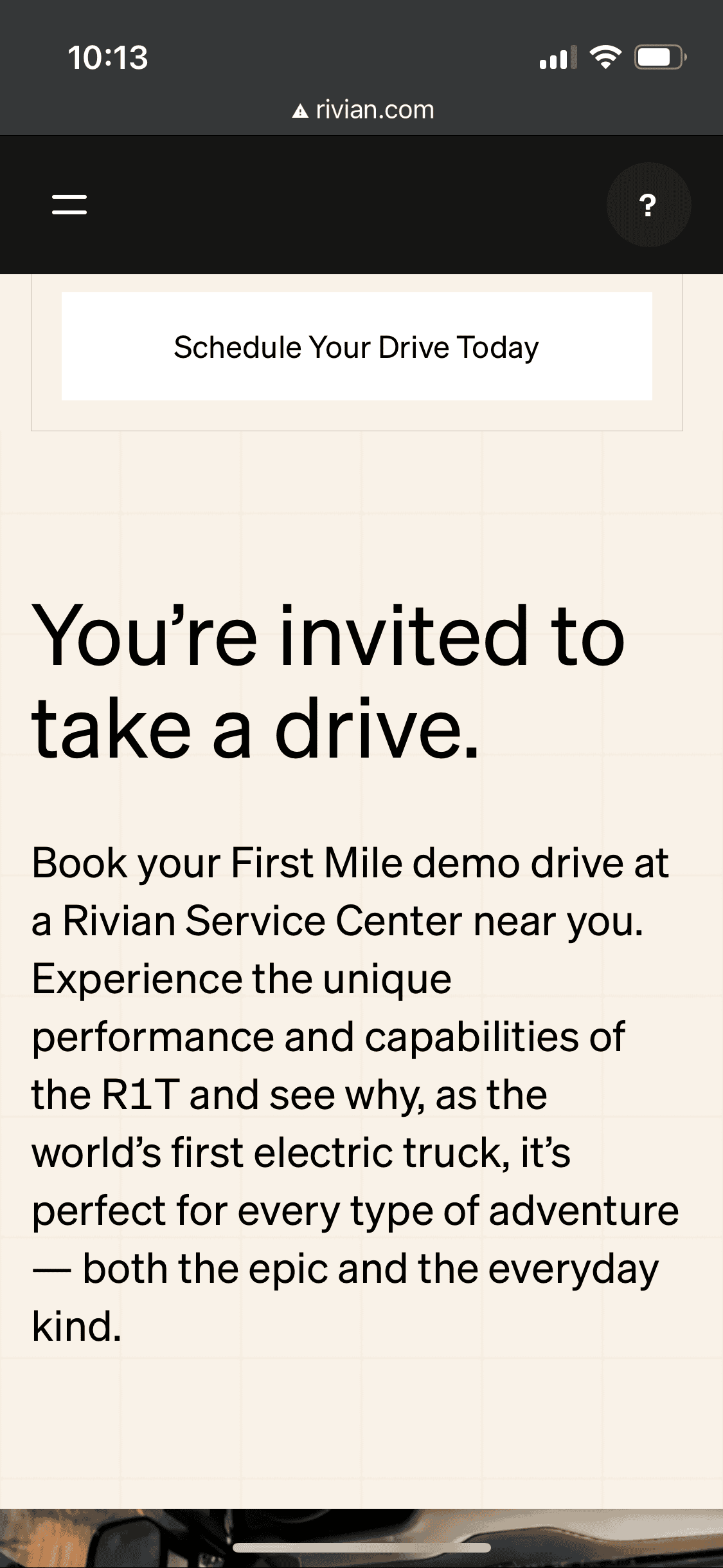 Rivian R1T R1S New website update. “Events” 94A1C1D6-541B-4C9A-979B-B1F5DD406AD0