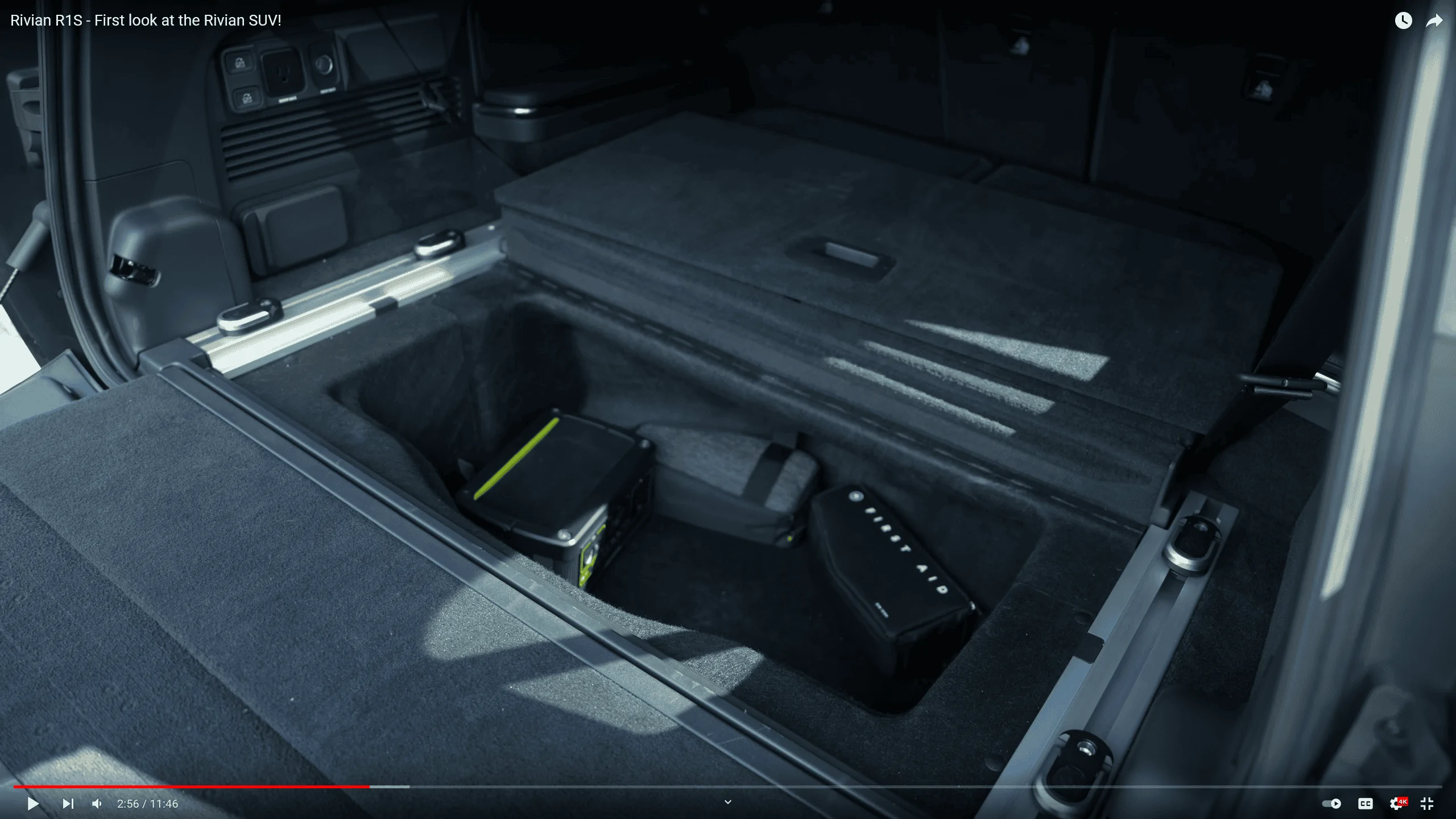 Rivian R1T R1S R1S first look videos from Yosemite [shows space available with seats folded, connections, & storage] 1653500273040