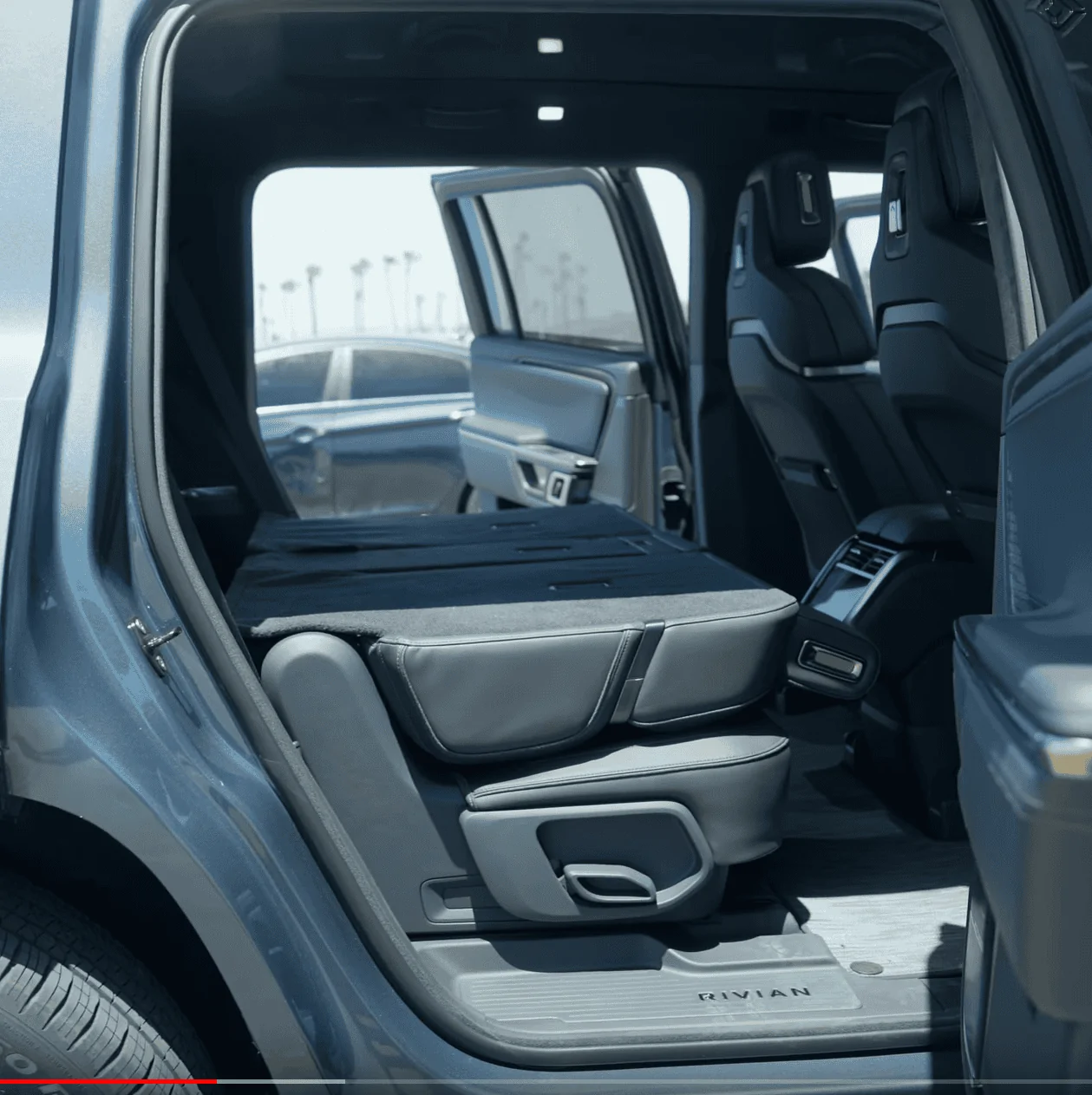 Rivian R1T R1S R1S first look videos from Yosemite [shows space available with seats folded, connections, & storage] 1653504965440