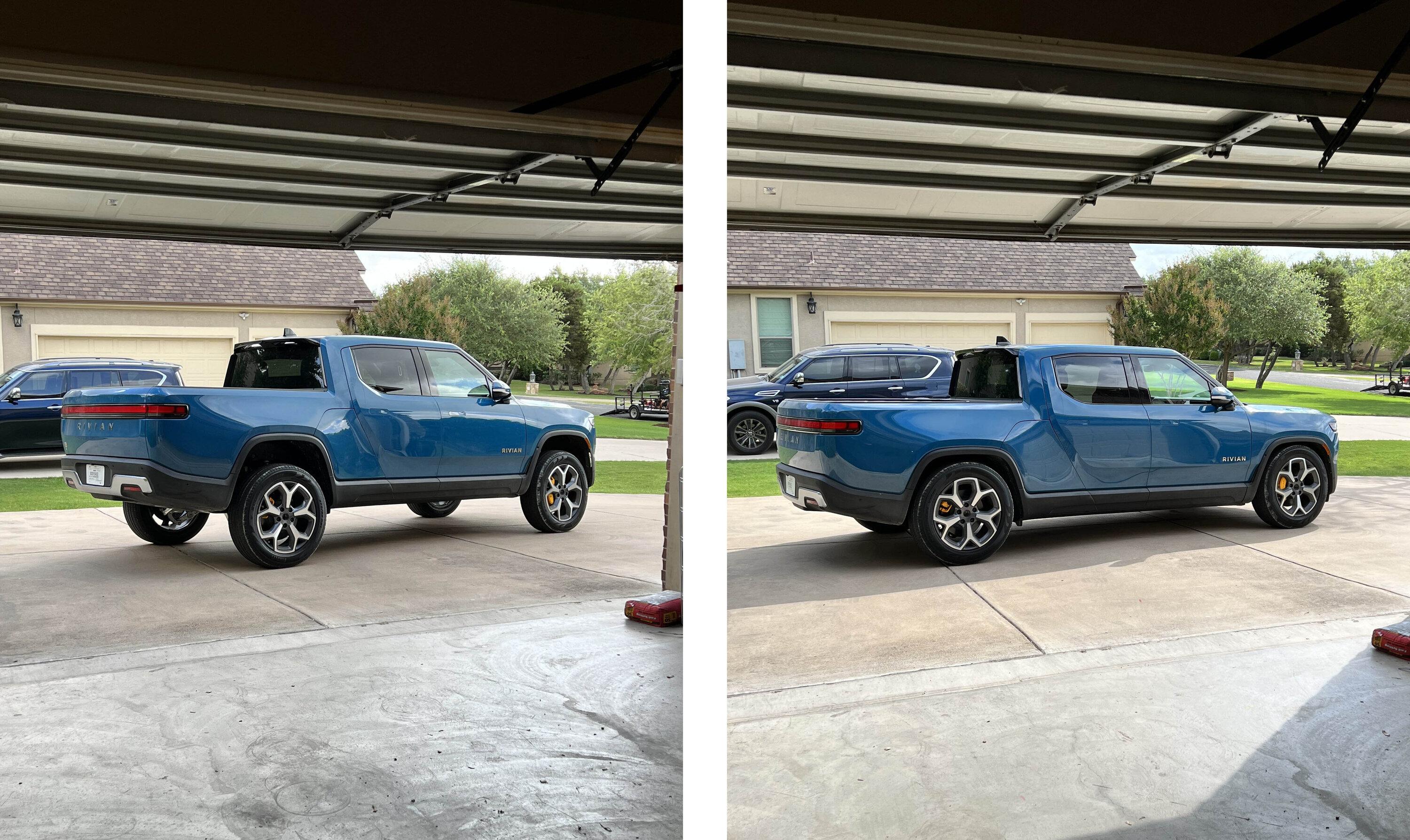 Rivian R1T R1S Highest vs Lowest suspension setting -- R1T photos Rivian Highest and Lowest Suspension Setting Photos