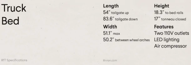 Rivian R1T R1S Cargo Nets.. etc for moving.... recommendations? R1T truck bed dimensions