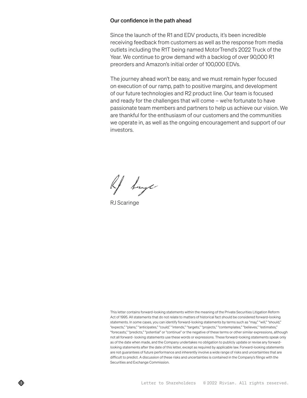 Rivian R1T R1S Rivian Virtual Shareholder Meeting and Shareholder Letter- June 6, 2022 1654538165011