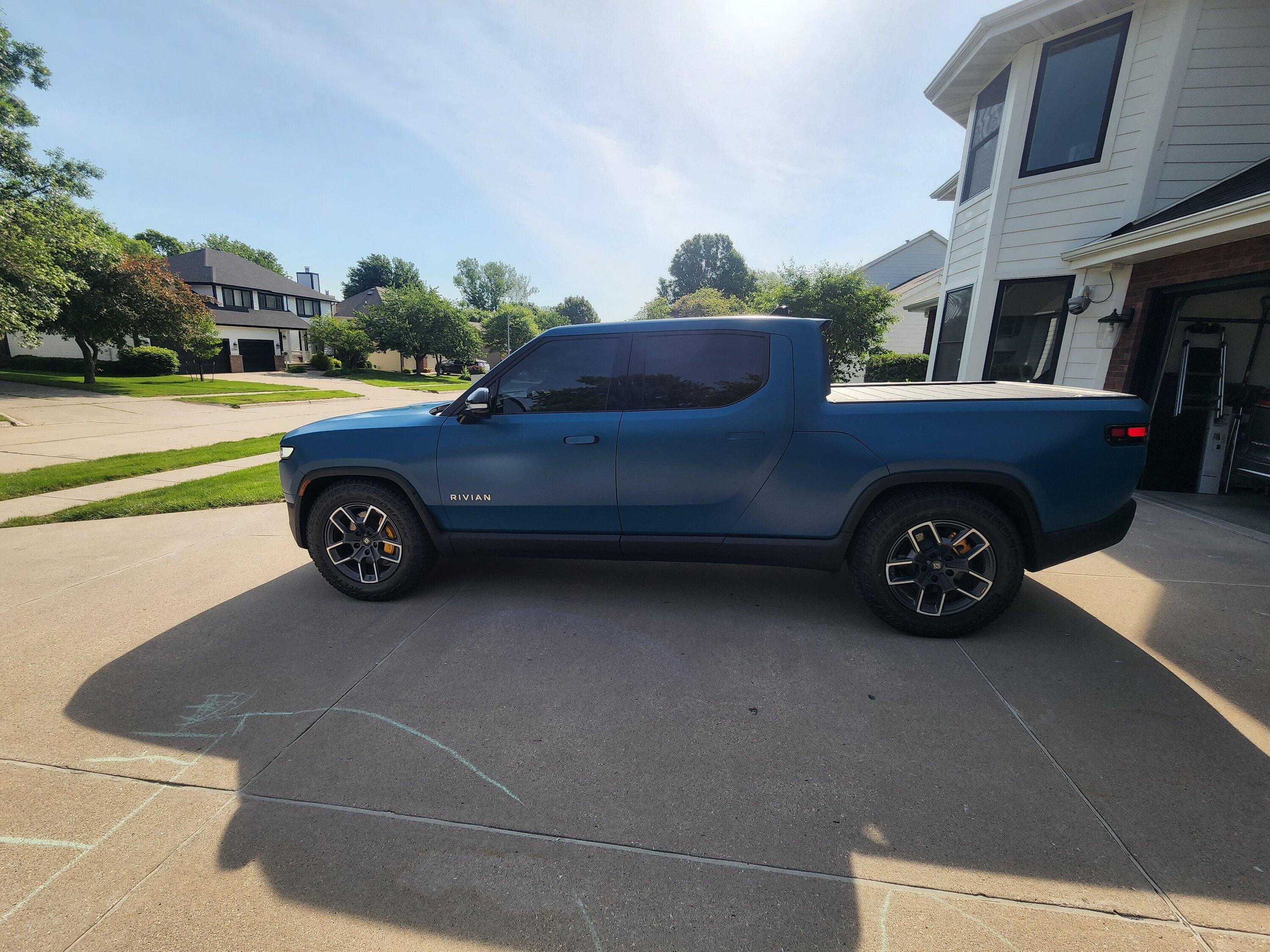 Rivian R1T R1S SunTek Ultra Matte PPF Wrap and Evolve Tint on Rivian Blue R1T 20220605_092719
