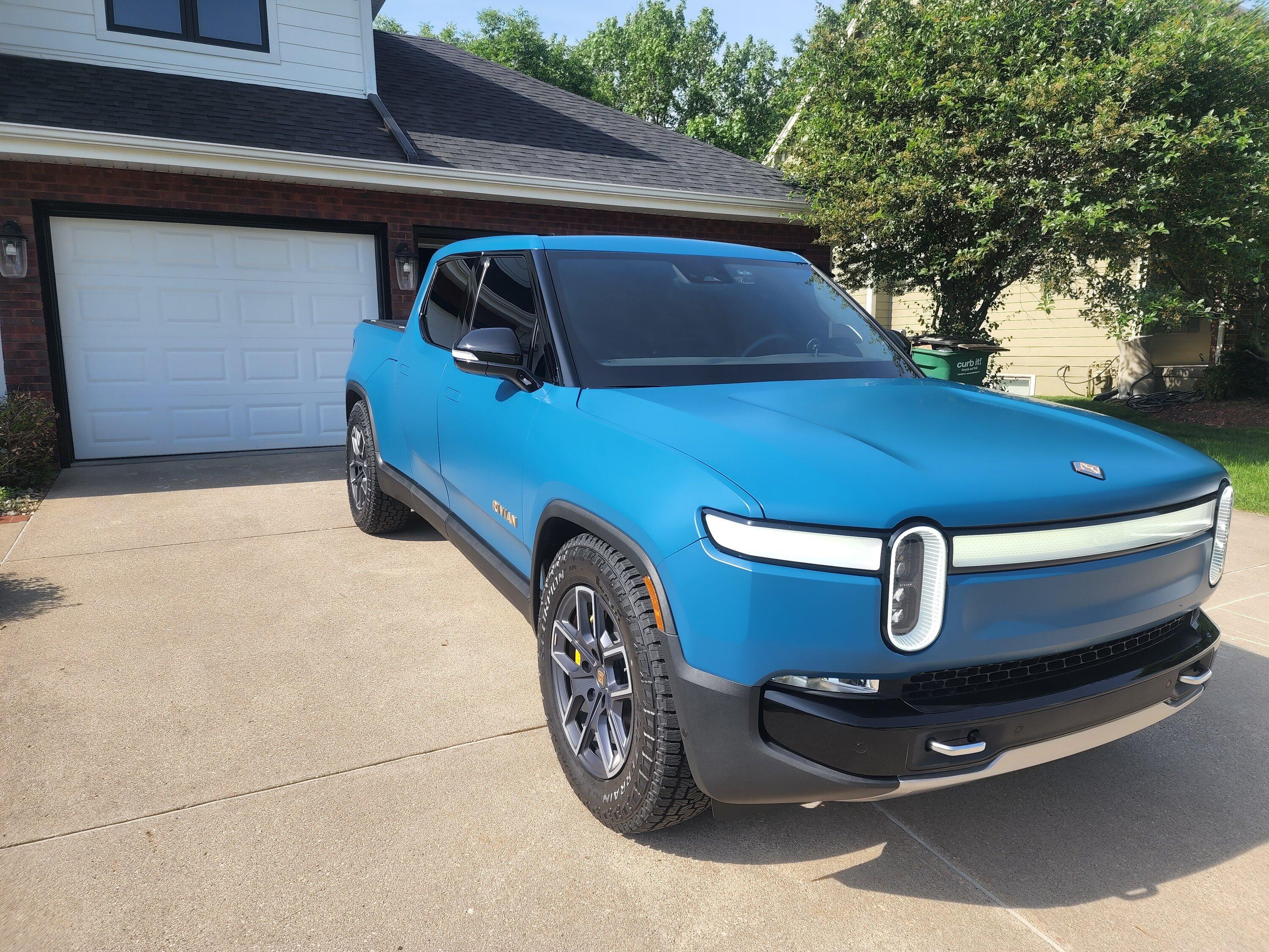 Rivian R1T R1S SunTek Ultra Matte PPF Wrap and Evolve Tint on Rivian Blue R1T 20220605_093121