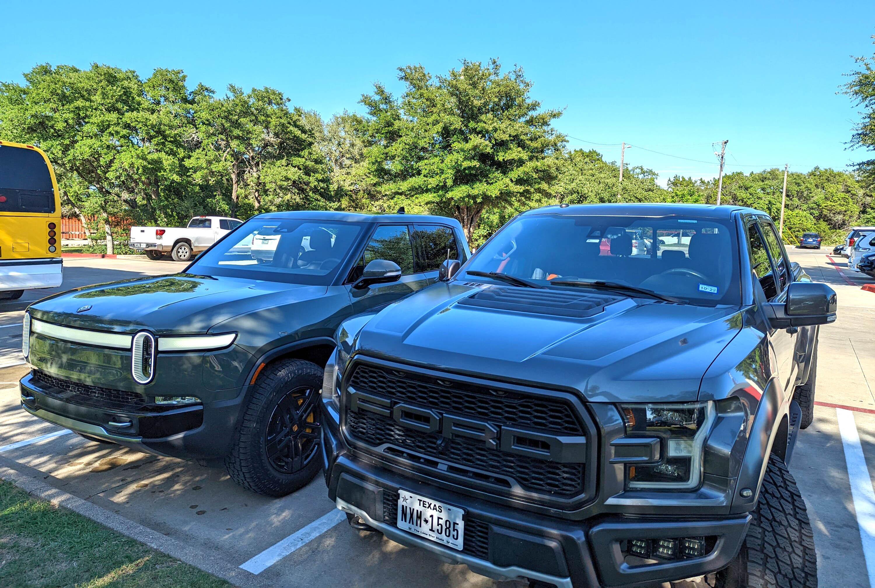 Rivian R1T R1S Rivian R1T vs. Ford Raptor comparison side by side PXL_20220604_230203748