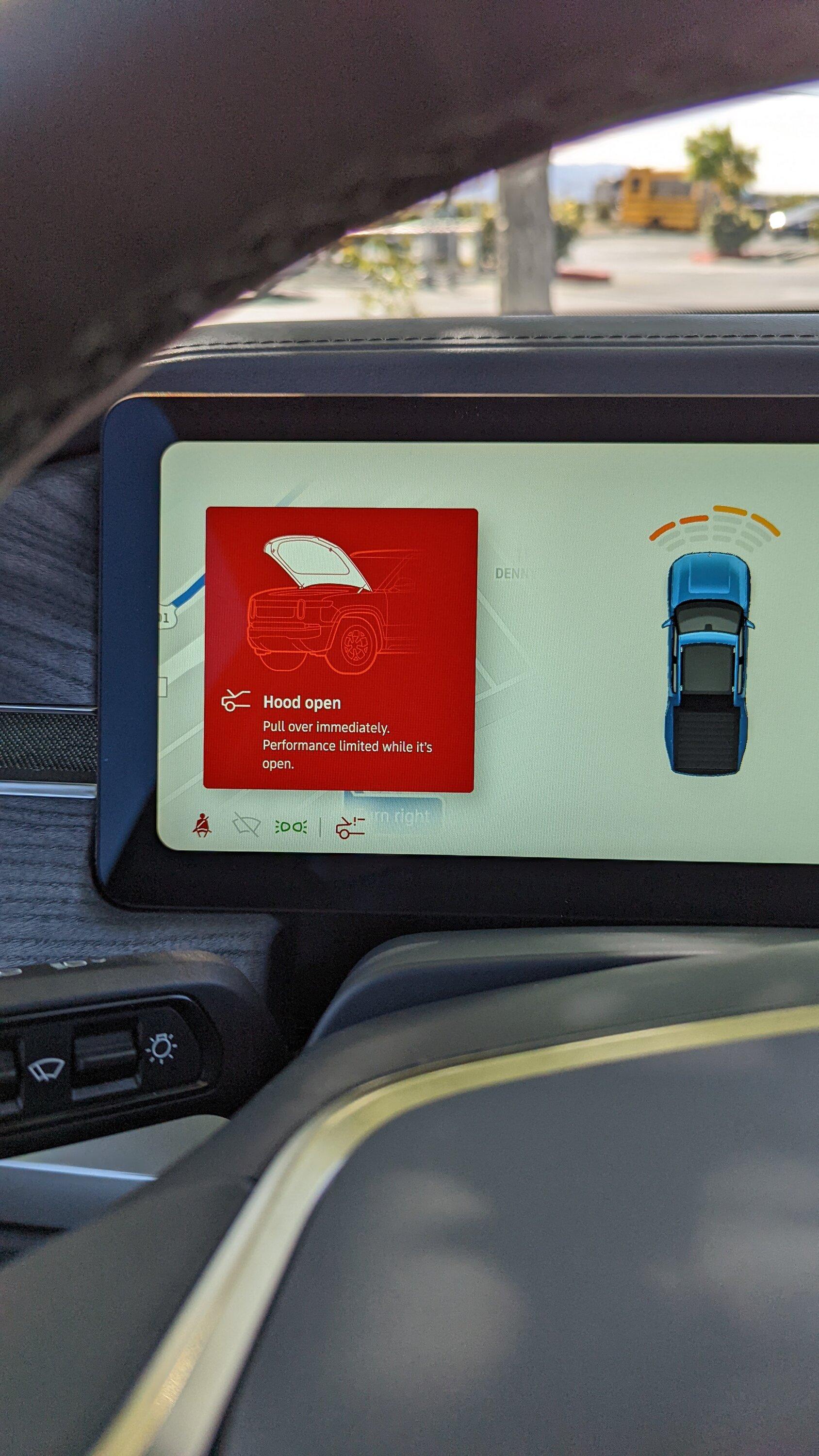 Rivian R1T R1S Hood Open Alarms While Driving - Anyone else seen this? PXL_20220605_233346472