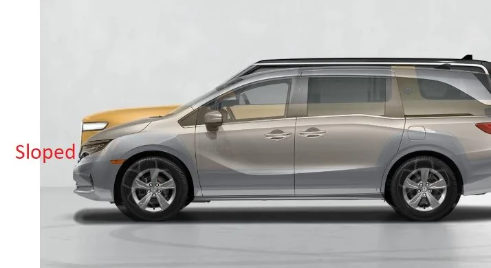 Rivian R1T R1S R1S Size Comparisons to other SUVs and Trucks Sloped hood