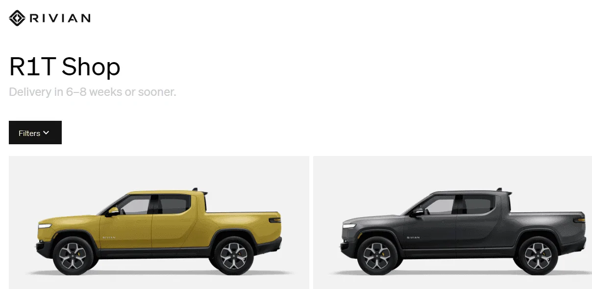Rivian R1T R1S First look at @ “Introducing the R1 Shop” -- Rivian website to shop for R1T that delivers in 6-8 weeks 1655256772694