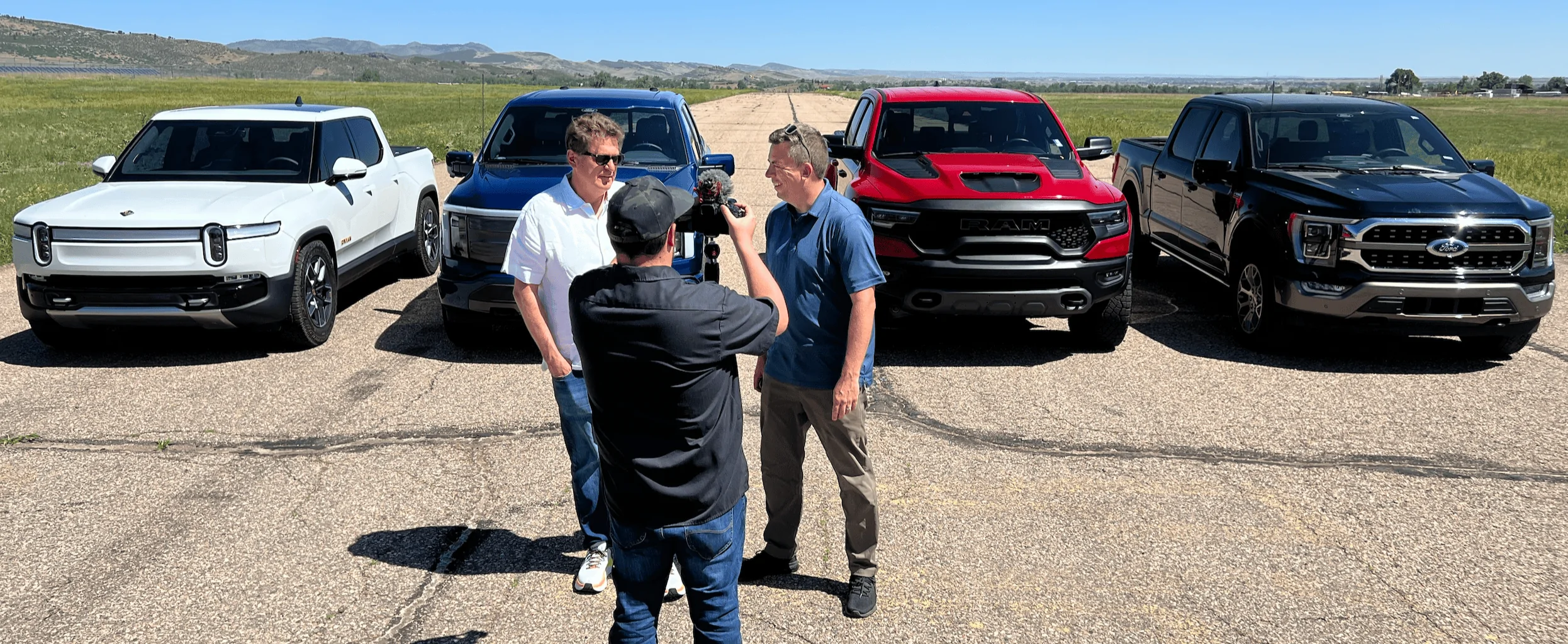 Rivian R1T R1S R1T Drag Racing the Lightning!! + Ram TRX and F-150 Powerboost Hybrid 1655565431551