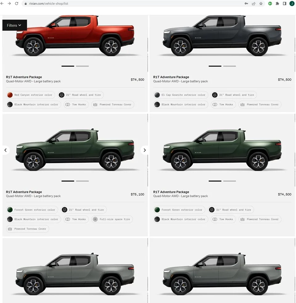 Rivian R1T R1S First look at @ “Introducing the R1 Shop” -- Rivian website to shop for R1T that delivers in 6-8 weeks The Shop_Today