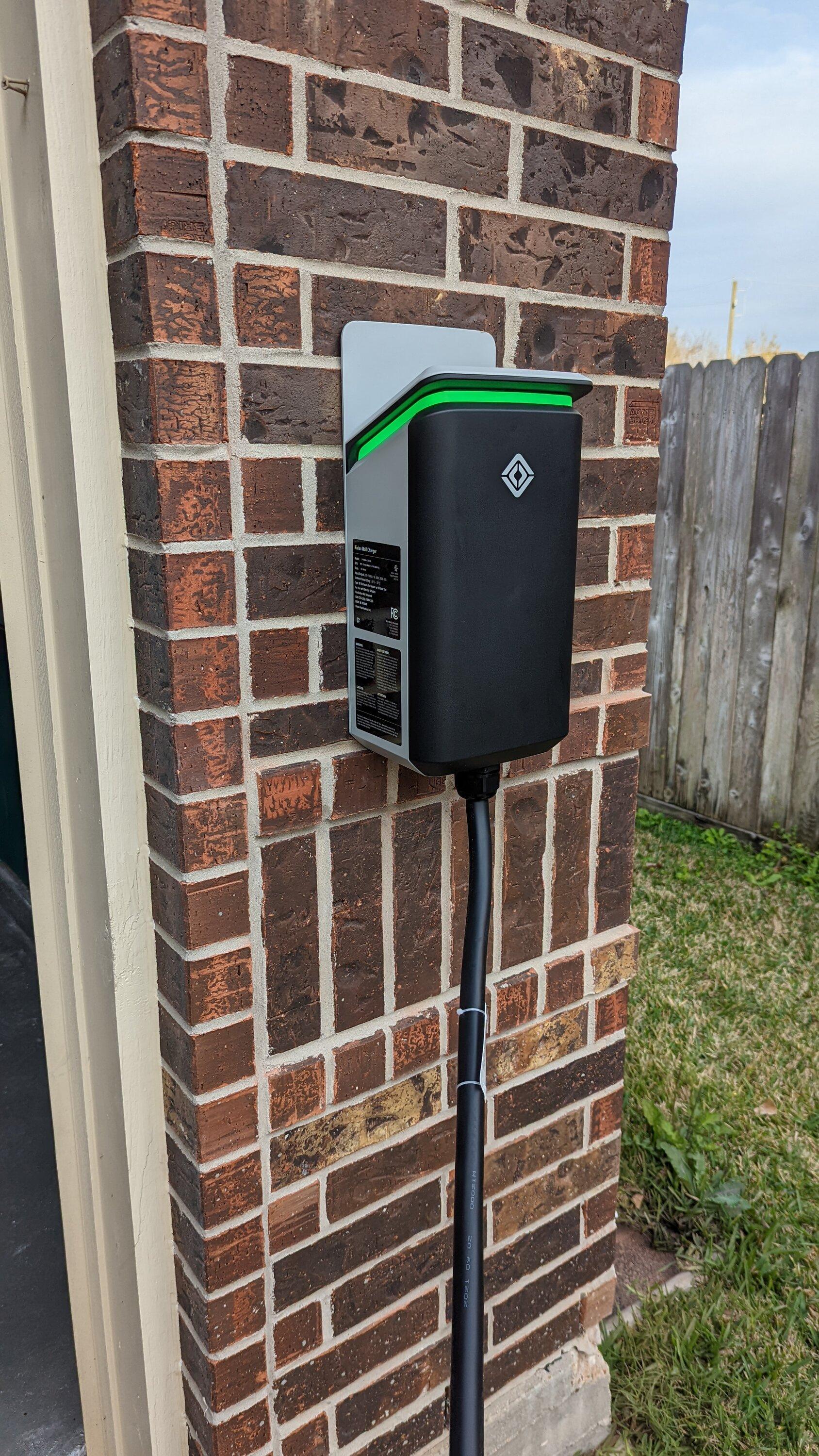 Rivian R1T R1S Installing wall charger outside vs inside PXL_20220323_233416319