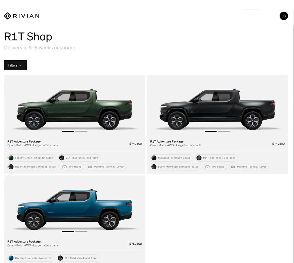 Rivian R1T R1S First look at @ “Introducing the R1 Shop” -- Rivian website to shop for R1T that delivers in 6-8 weeks New_1