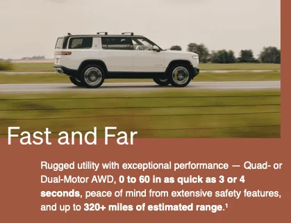 Rivian R1T R1S Sizing Up the R1S : Official Rivian Feature. Explore our uncompromising sport utility vehicle from every angle. Screen Shot 2022-06-27 at 3.29.09 PM