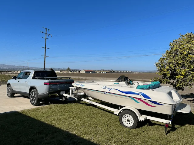 Rivian R1T R1S Report: Santa Barbara to Oakland Towing 15' Boat IMG_2195 (1)