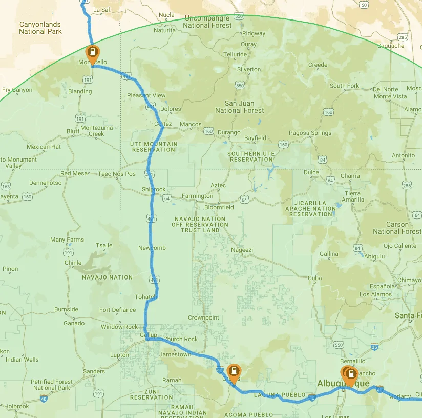 Rivian R1T R1S Charging between Moab, UT and Albuquerque, NM 1656451962860