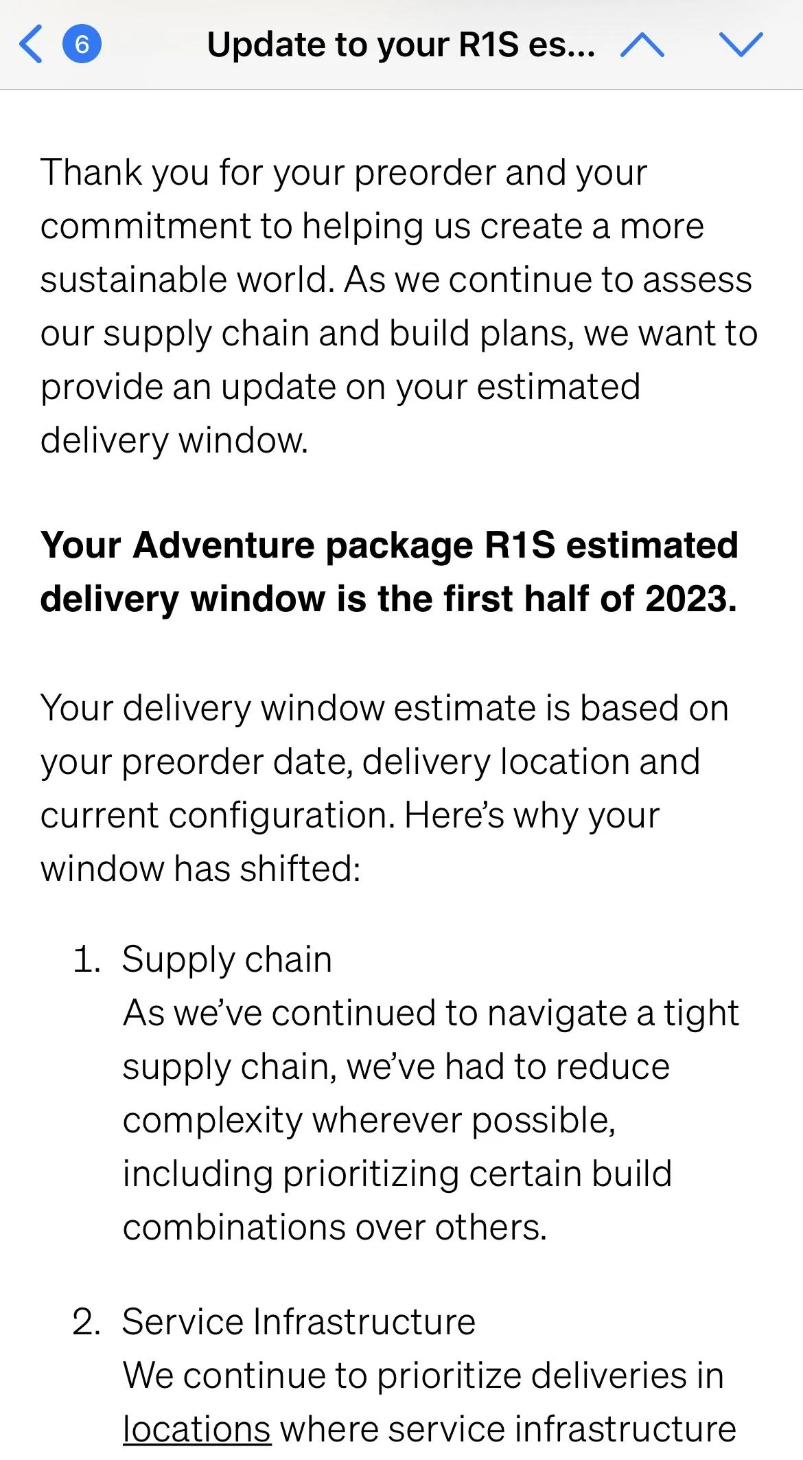 Rivian R1T R1S Next R1S delivery timeline update email coming July 1 - says customer service BBFDB977-DF5A-4F29-BC60-CD9E7CAF91E0