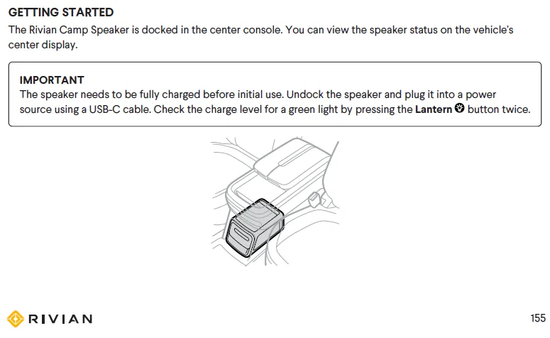 Rivian R1T R1S Camp Speaker not Charging 1656774216273