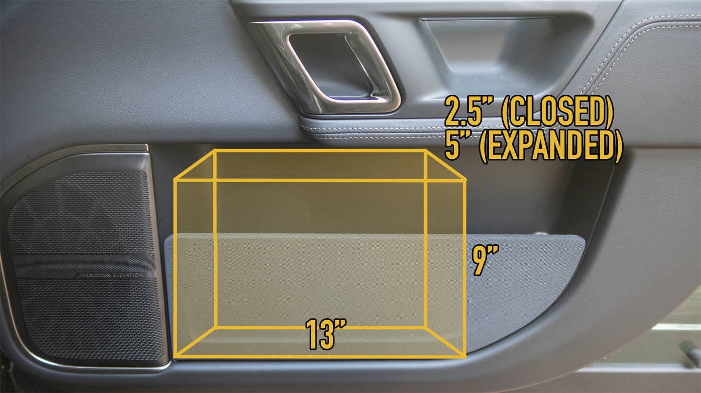 Rivian R1T R1S R1S Dimensions & Measurements: Cargo Area, Trunk, Frunk, Storage Volume M_door-pocket-IMG_4119-copy