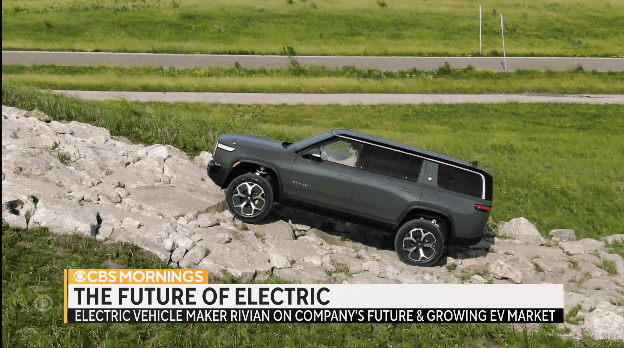 Rivian R1T R1S Rivian and RJ feature on CBS Screen Shot 2022-07-06 at 1.16.12 PM