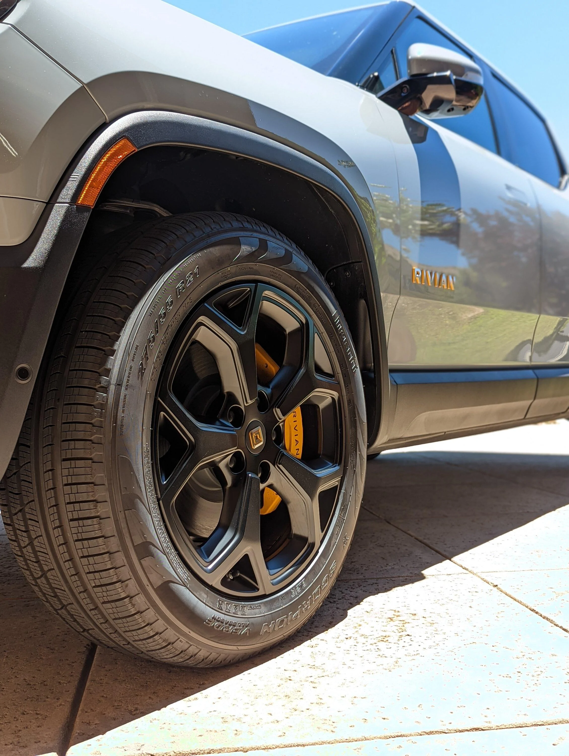Rivian R1T R1S Satin Black Powder Coated Rivian Factory 21" Wheels PXL_20220709_201634617.PORTRAIT