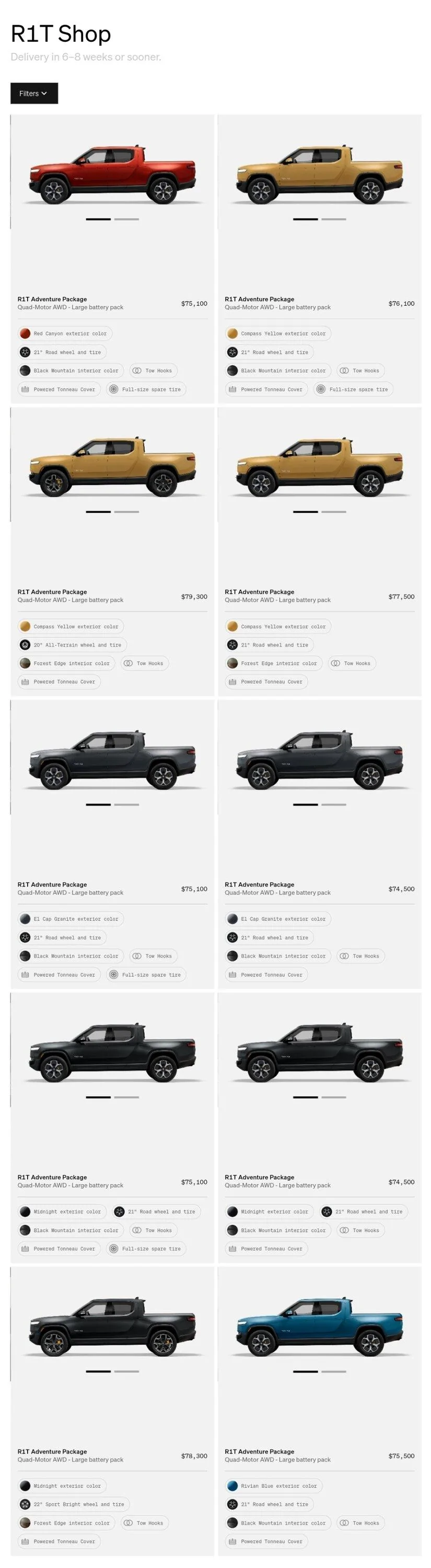 Rivian R1T R1S First look at @ “Introducing the R1 Shop” -- Rivian website to shop for R1T that delivers in 6-8 weeks Screenshot_20220711-111725_Chrom