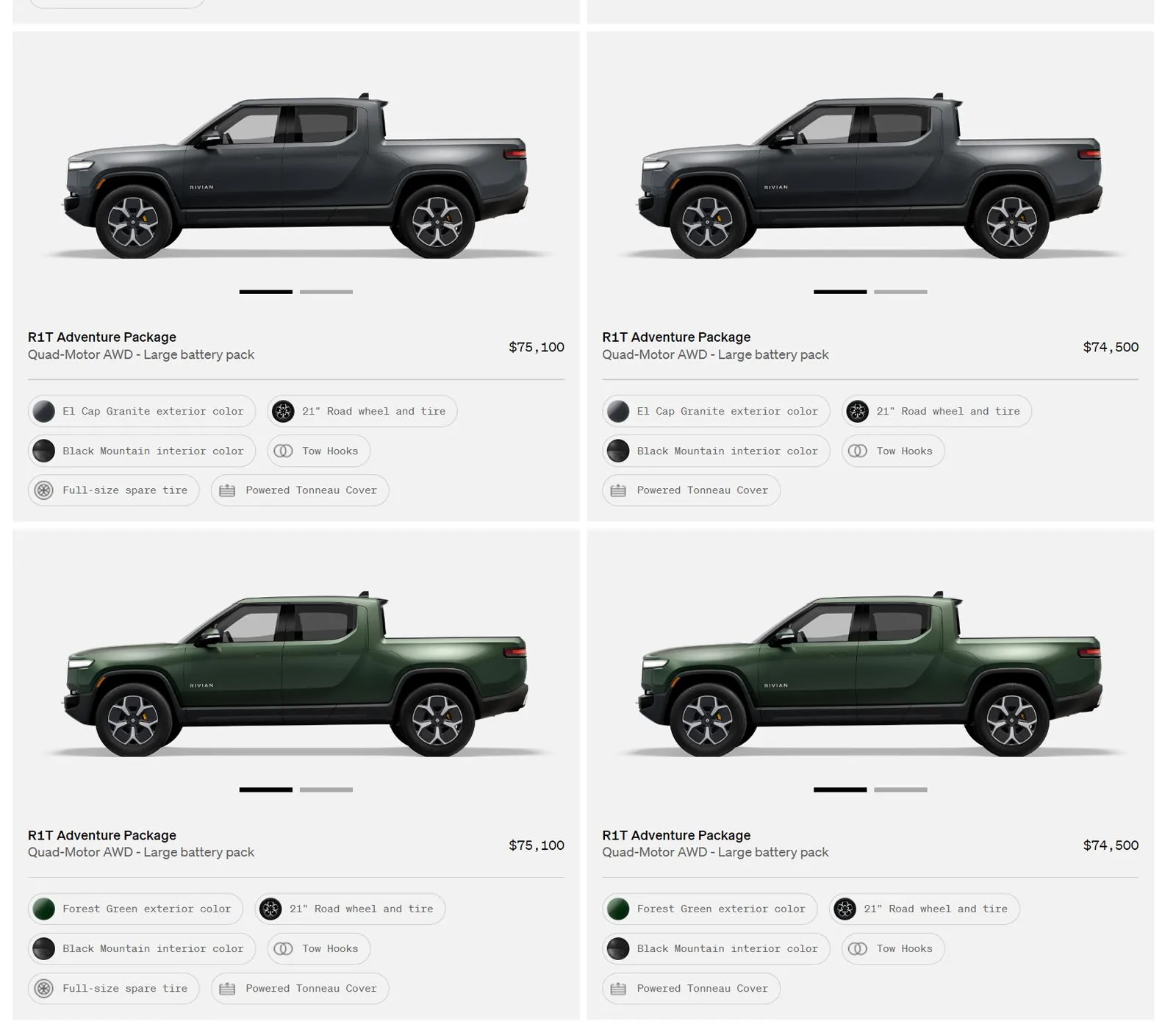 Rivian R1T R1S First look at @ “Introducing the R1 Shop” -- Rivian website to shop for R1T that delivers in 6-8 weeks Shop Screen Grab-2